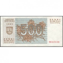 Lituanie - Pick 46 - 500 talonas - Série NE - 1993 - Etat : NEUF