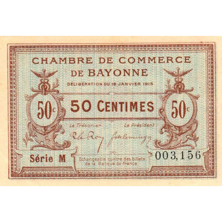 Bayonne - Pirot 21-1b - 50 centimes - Série M - 16/01/1915 - Etat : SPL