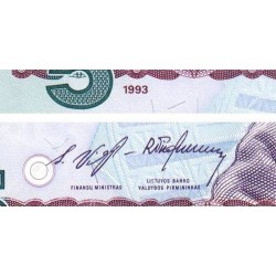 Lituanie - Pick 55a - 5 litai - Série GAC - 1993 - Etat : NEUF
