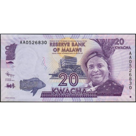 Malawi - Pick 57a - 20 kwacha - Série AA - 01/01/2012 - Etat : NEUF