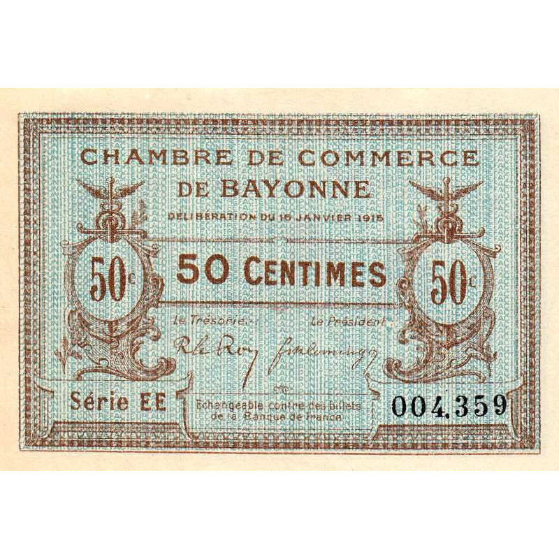 Bayonne - Pirot 21-5a - 50 centimes - Série EE - 16/01/1915 - Etat : SPL