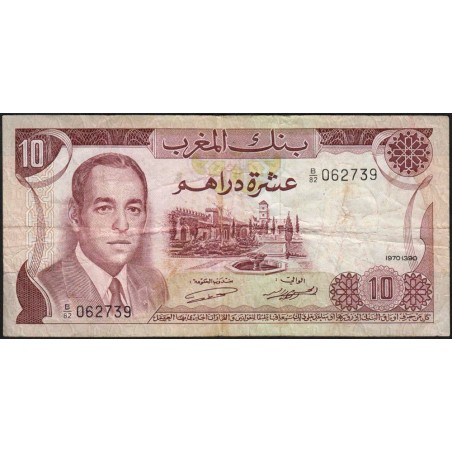 Maroc - Pick 57a_1 - 10 dirhams - Série B/82 - 1970 - Etat : TB