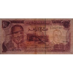 Maroc - Pick 57a_1 - 10 dirhams - Série B/82 - 1970 - Etat : TB