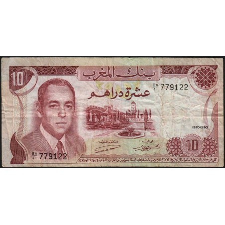 Maroc - Pick 57a_2 - 10 dirhams - Série BA/41 - 1970 - Etat : TB-