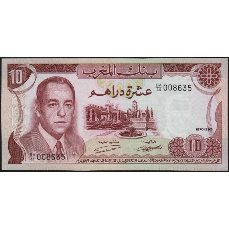 Maroc - Pick 57a_2 - 10 dirhams - Série BA/44 - 1970 - Etat : SPL+