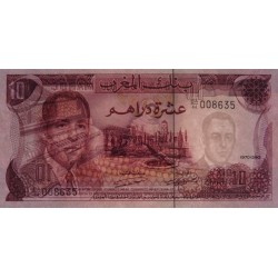 Maroc - Pick 57a_2 - 10 dirhams - Série BA/44 - 1970 - Etat : SPL+