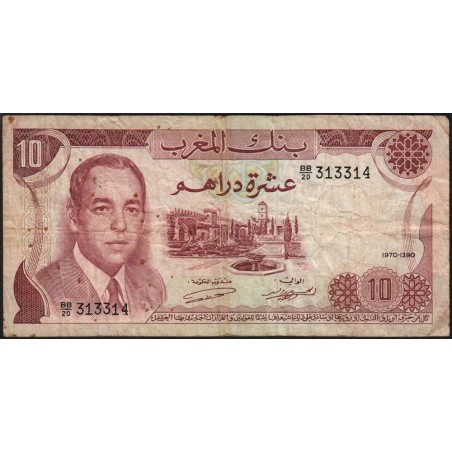 Maroc - Pick 57a_2 - 10 dirhams - Série BB/20 - 1970 - Etat : TB-