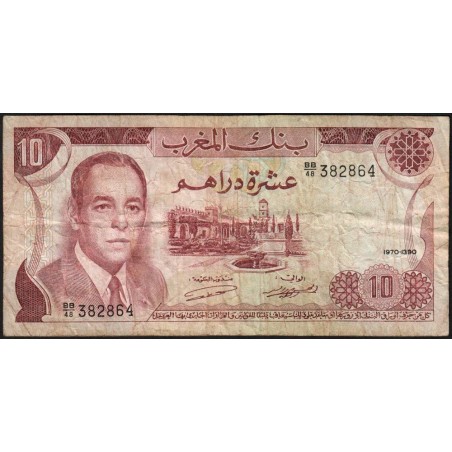 Maroc - Pick 57a_2 - 10 dirhams - Série BB/48 - 1970 - Etat : TB-