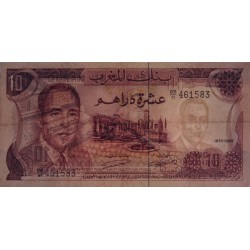 Maroc - Pick 57a_2 - 10 dirhams - Série BB/91 - 1970 - Etat : TTB