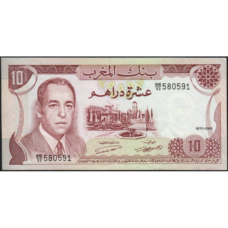 Maroc - Pick 57a_2 - 10 dirhams - Série BB/93 - 1970 - Etat : SUP