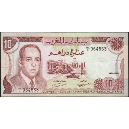 Maroc - Pick 57a_2 - 10 dirhams - Série BC/31 - 1970 - Etat : TTB