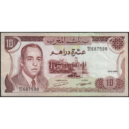 Maroc - Pick 57a_2 - 10 dirhams - Série BD/82 - 1970 - Etat : TTB