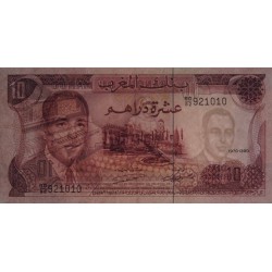 Maroc - Pick 57a_2 - 10 dirhams - Série BD/82 - 1970 - Etat : TTB+