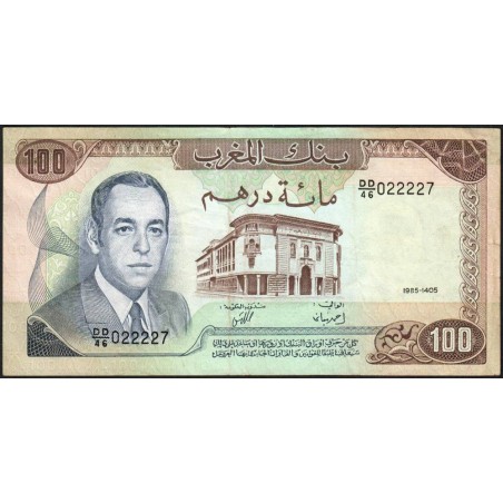 Maroc - Pick 59b - 100 dirhams - Série DD/46 - 1985 - Etat : TTB