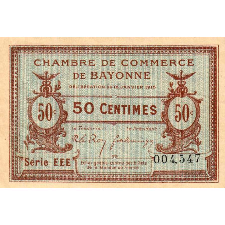 Bayonne - Pirot 21-8 - 50 centimes - Série EEE - 16/01/1915 - Etat : SUP