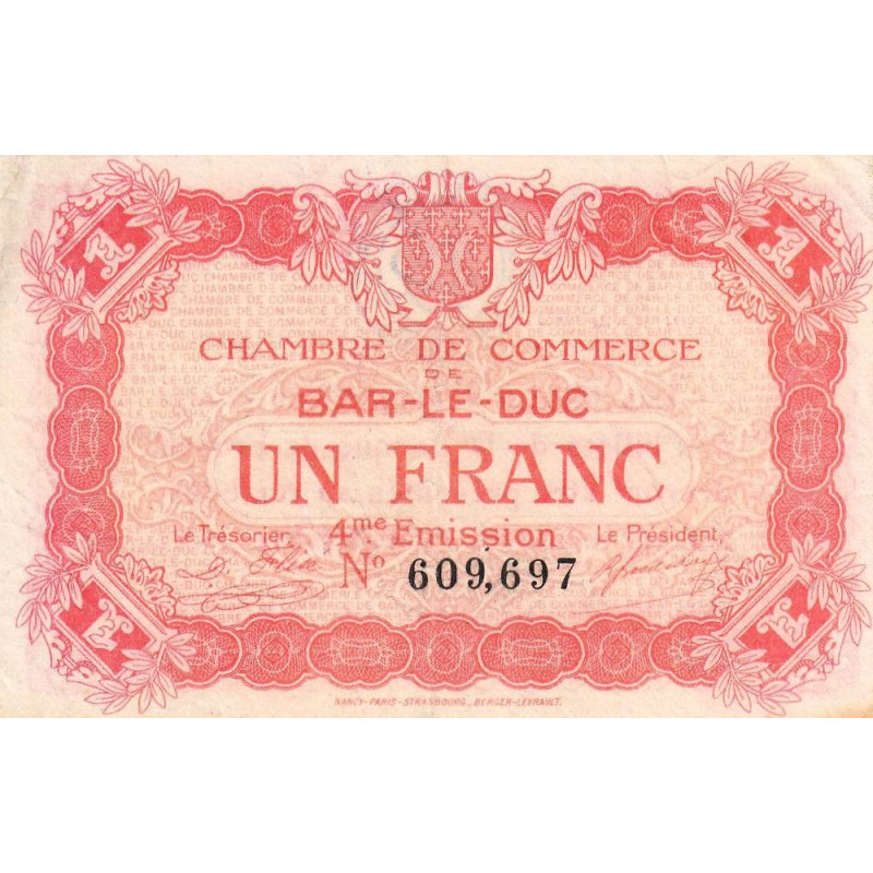 Bar-le-Duc - Pirot 19-15 - 1 franc - 4me émission (1920) - Etat : TTB-