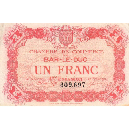 Bar-le-Duc - Pirot 19-15 - 1 franc - 4me émission (1920) - Etat : TTB-