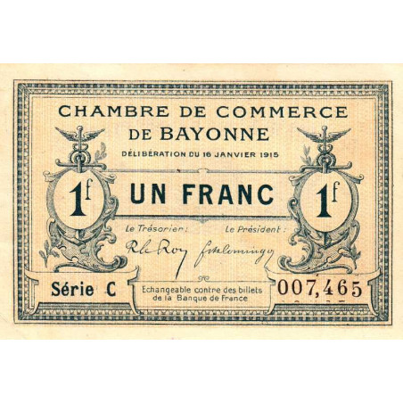 Bayonne - Pirot 21-9a - 1 franc - Série C - 16/01/1915 - Etat : SPL