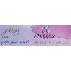 Maldives - Pick 27a - 20 ruffiyaa - Série A - 05/10/2015 - Polymère - Etat : NEUF
