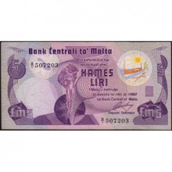 Malte - Pick 35a - 5 liri - Série B/1 - 1979 - Etat : TB+