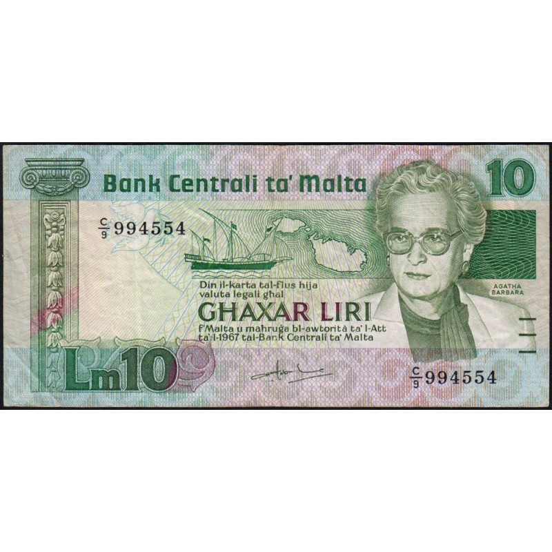 Malte - Pick 39 - 10 liri - Série C/9 - 1986 - Etat : TB+