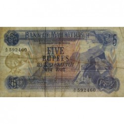 Maurice (île) - Pick 30b - 5 rupees - Série A/21 - 1970 - Etat : TB