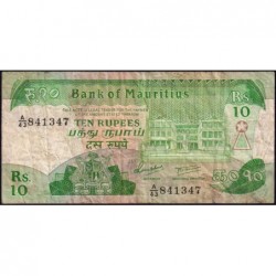 Maurice (île) - Pick 35a - 10 rupees - Série A/43 - 1985 - Etat : TB-