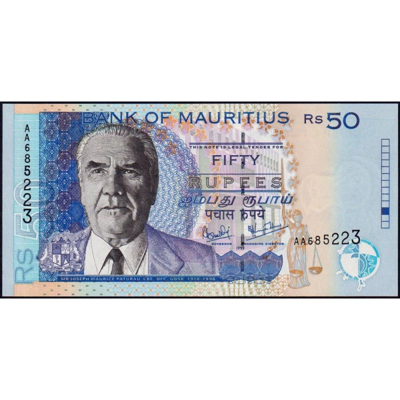 Maurice (île) - Pick 50a - 50 rupees - Série AA - 1999 - Etat : NEUF