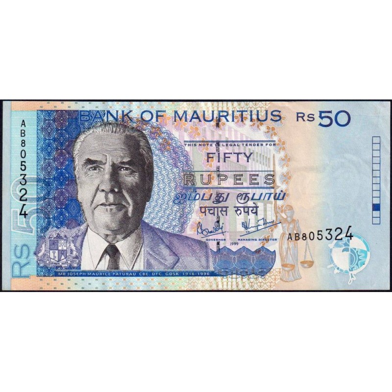 Maurice (île) - Pick 50a - 50 rupees - Série AB - 1999 - Etat : TTB+