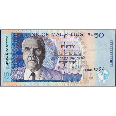 Maurice (île) - Pick 50a - 50 rupees - Série AB - 1999 - Etat : TTB+