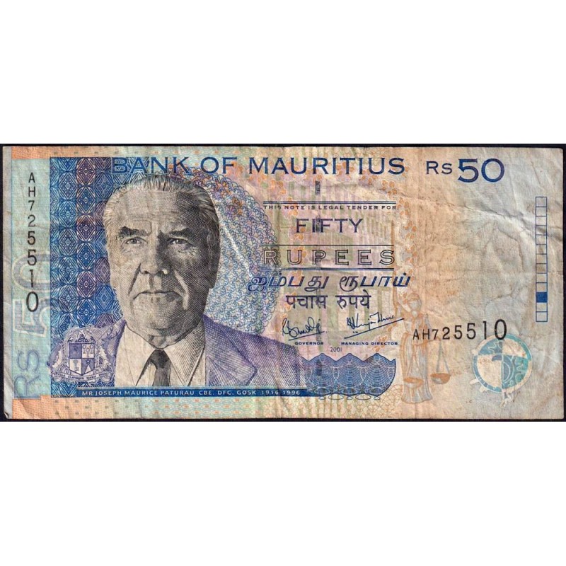 Maurice (île) - Pick 50b - 50 rupees - Série AH - 2001 - Etat : TB-