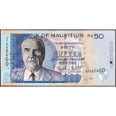 Maurice (île) - Pick 50c - 50 rupees - Série AT - 2003 - Etat : TTB