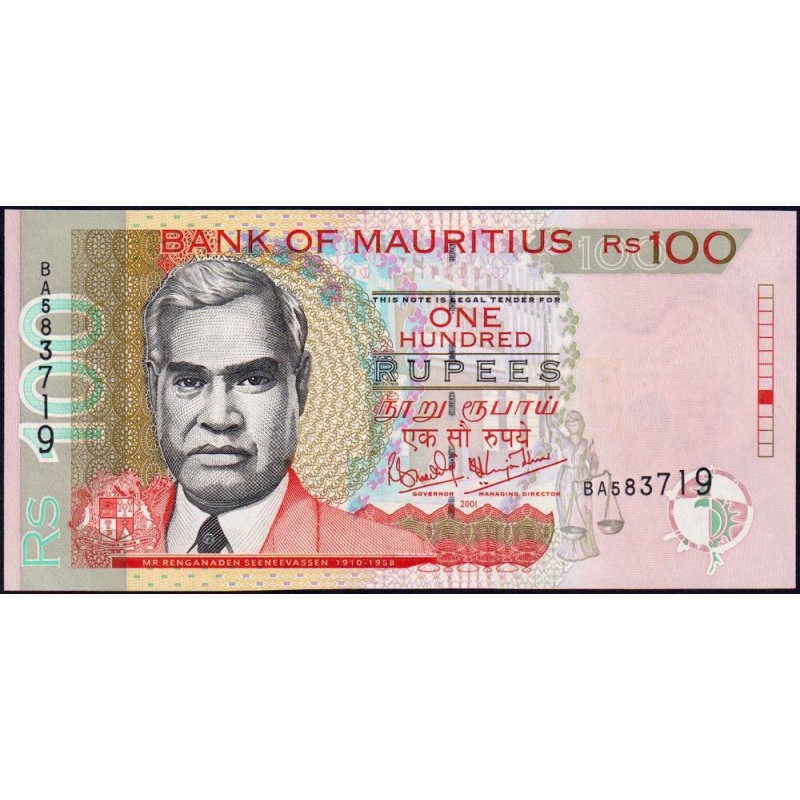 Maurice (île) - Pick 51b - 100 rupees - Série BA - 2001 - Etat : NEUF