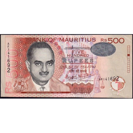 Maurice (île) - Pick 53b - 500 rupees - Série AF - 2001 - Etat : TTB