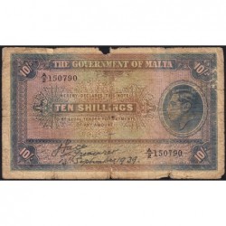 Malte - Pick 13 - 10 shillings - Série A/2 - 13/09/1939 - Etat : AB