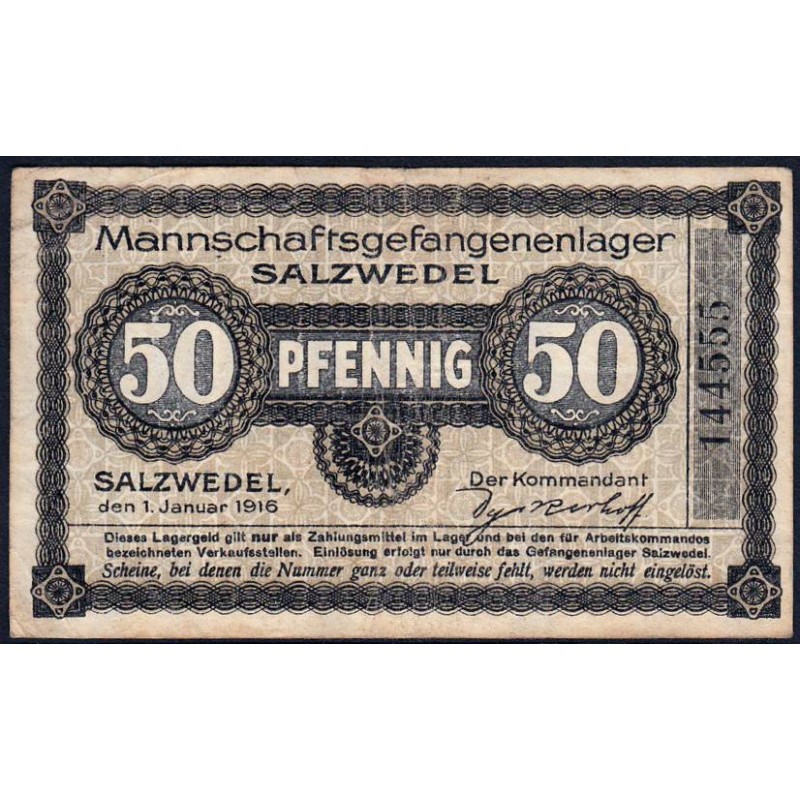 Allemagne - Camp de prisonniers WW1 - Salzwedel - 50 pfennig - 01/01/1916 - Etat : TTB