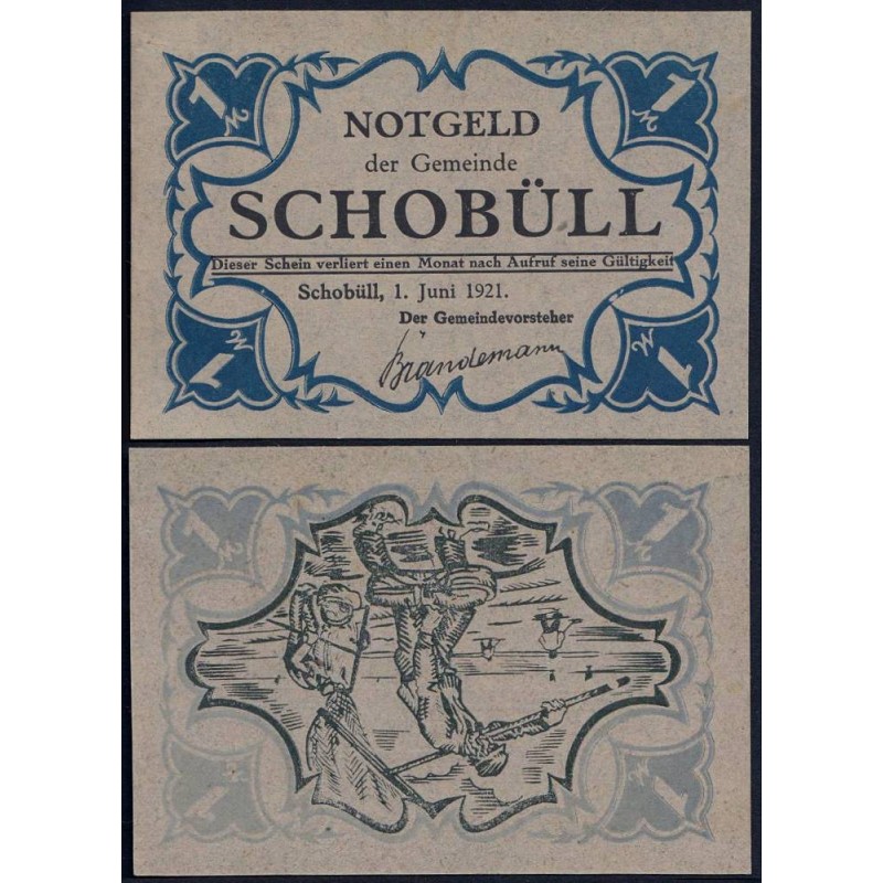 Allemagne - Notgeld - Schobüll - 1 mark - Variété - 01/06/1921 - Etat : NEUF