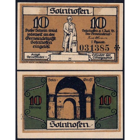 Allemagne - Notgeld - Solnhofen - 10 pfennig - 01/07/1921 - Etat : NEUF