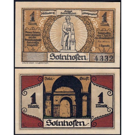 Allemagne - Notgeld - Solnhofen - 1 mark - 01/07/1921 - Etat : NEUF