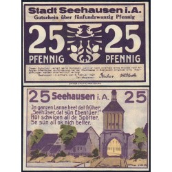 Allemagne - Notgeld - Seehausen-in-Altmark - 25 pfennig - 05/02/1921 - Etat : NEUF