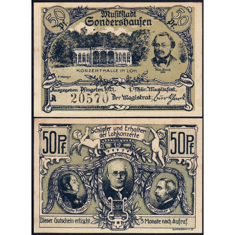 Allemagne - Notgeld - Sondershausen - 50 pfennig - Série A - 1921 - Etat : NEUF