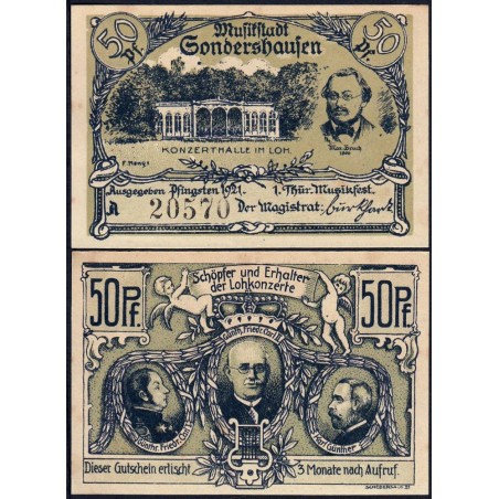 Allemagne - Notgeld - Sondershausen - 50 pfennig - Série A - 1921 - Etat : NEUF