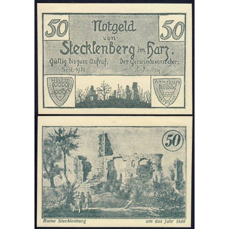 Allemagne - Notgeld - Stecklenberg - 50 pfennig - 09/1921 - Etat : NEUF