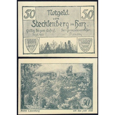 Allemagne - Notgeld - Stecklenberg - 50 pfennig - 09/1921 - Etat : NEUF