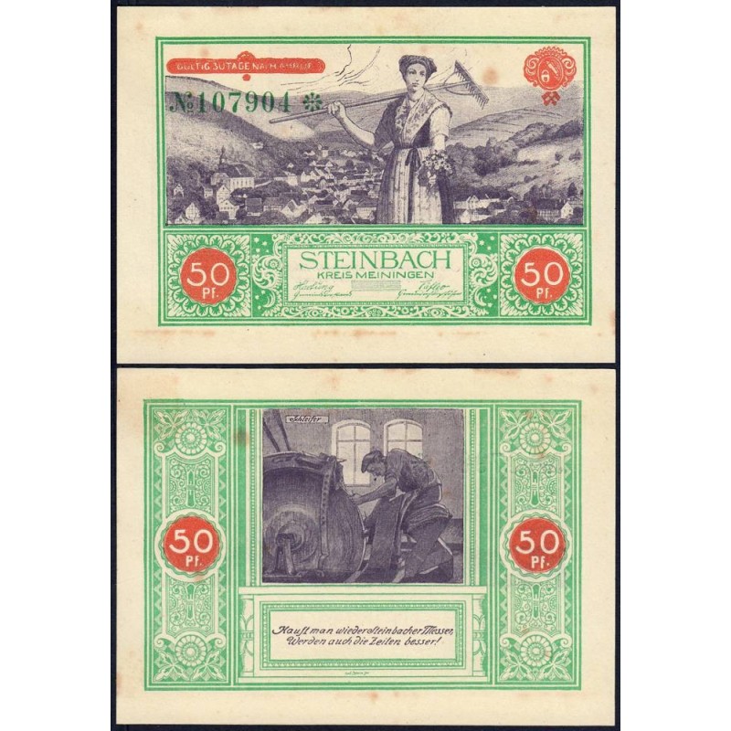 Allemagne - Notgeld - Steinbach - 50 pfennig - 1922 - Etat : SUP+