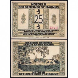 Allemagne - Notgeld - St-Magnus - 25 pfennig - 09/11/1921 - Etat : SPL