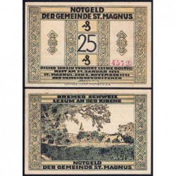 Allemagne - Notgeld - Sankt-Magnus - 25 pfennig - 09/11/1921 - Etat : SPL