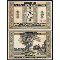 Allemagne - Notgeld - Sankt-Magnus - 75 pfennig - 09/11/1921 - Etat : SUP+
