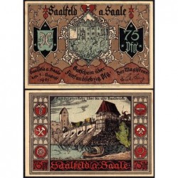 Allemagne - Notgeld - Saalfeld - 75 pfennig - 01/08/1921 - Etat : SPL+