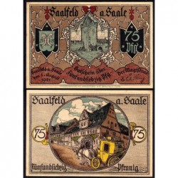 Allemagne - Notgeld - Saalfeld - 75 pfennig - 01/08/1921 - Etat : SPL+